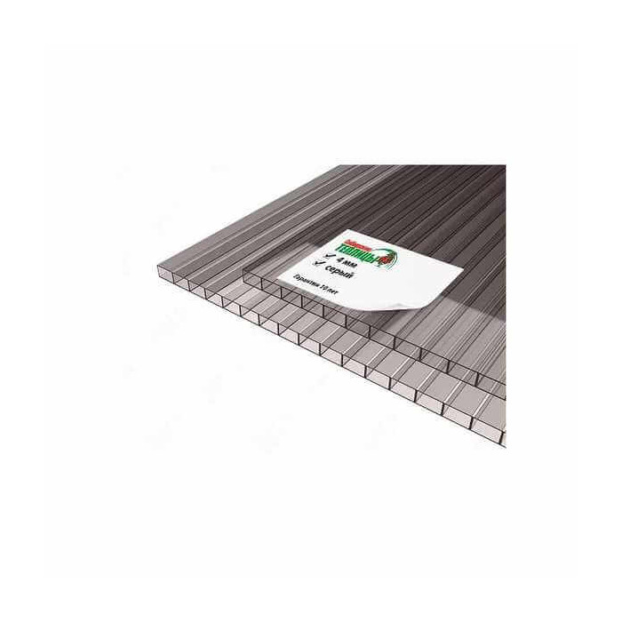 Сотовый поликарбонат 4 мм СИБИРСКИЕ ТЕПЛИЦЫ серый 2100х12000 мм